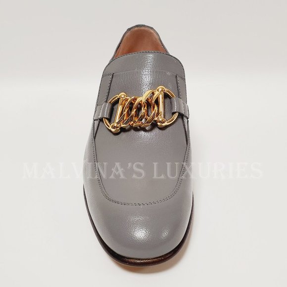 GUCCI SHOES EBAL GRAY LEATHER HORSEBIT CHAIN LOAFERS ICE LOLLY sz 37 7 US - Picture 8 of 15